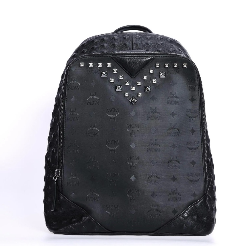 MCM Black Backpack with Silver Studs